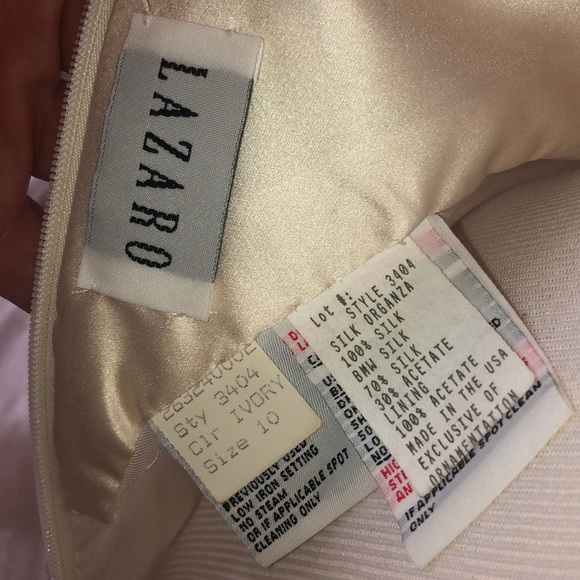 Lazaro Couture Silk Organza Bridal Gown Street Sz 6/Label 10 - Picture 11 of 12